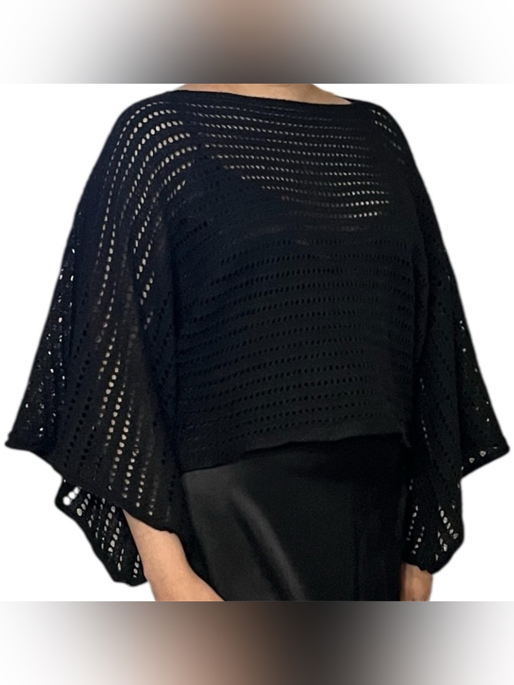 Fall Zaful Black crochet poncho.